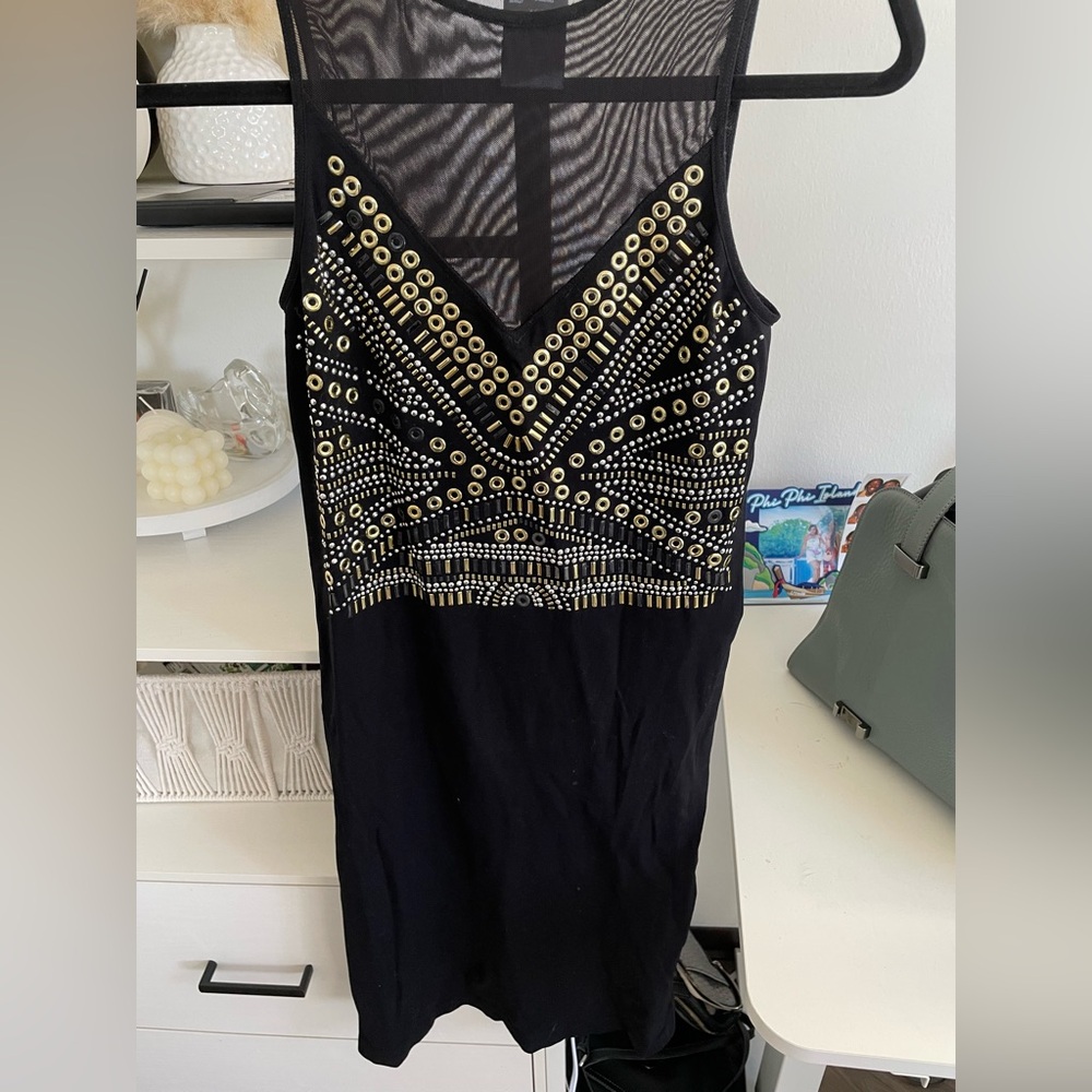 Black Dress with Gold Studded Design